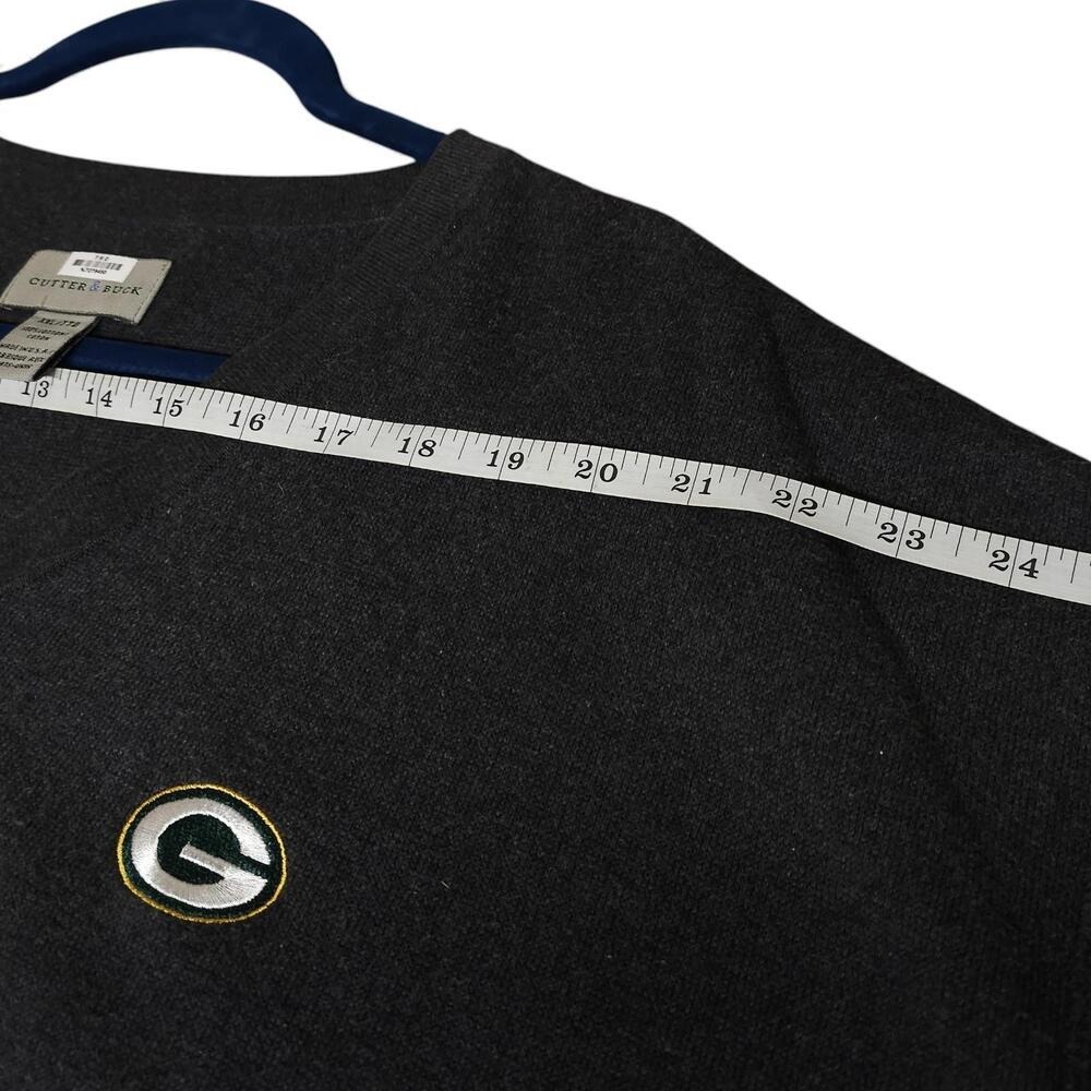 Cutter Buck Mens Gray V Neck Long Sleeve Sweater Green Bay Packers G Logo XXL - Picture 6 of 8